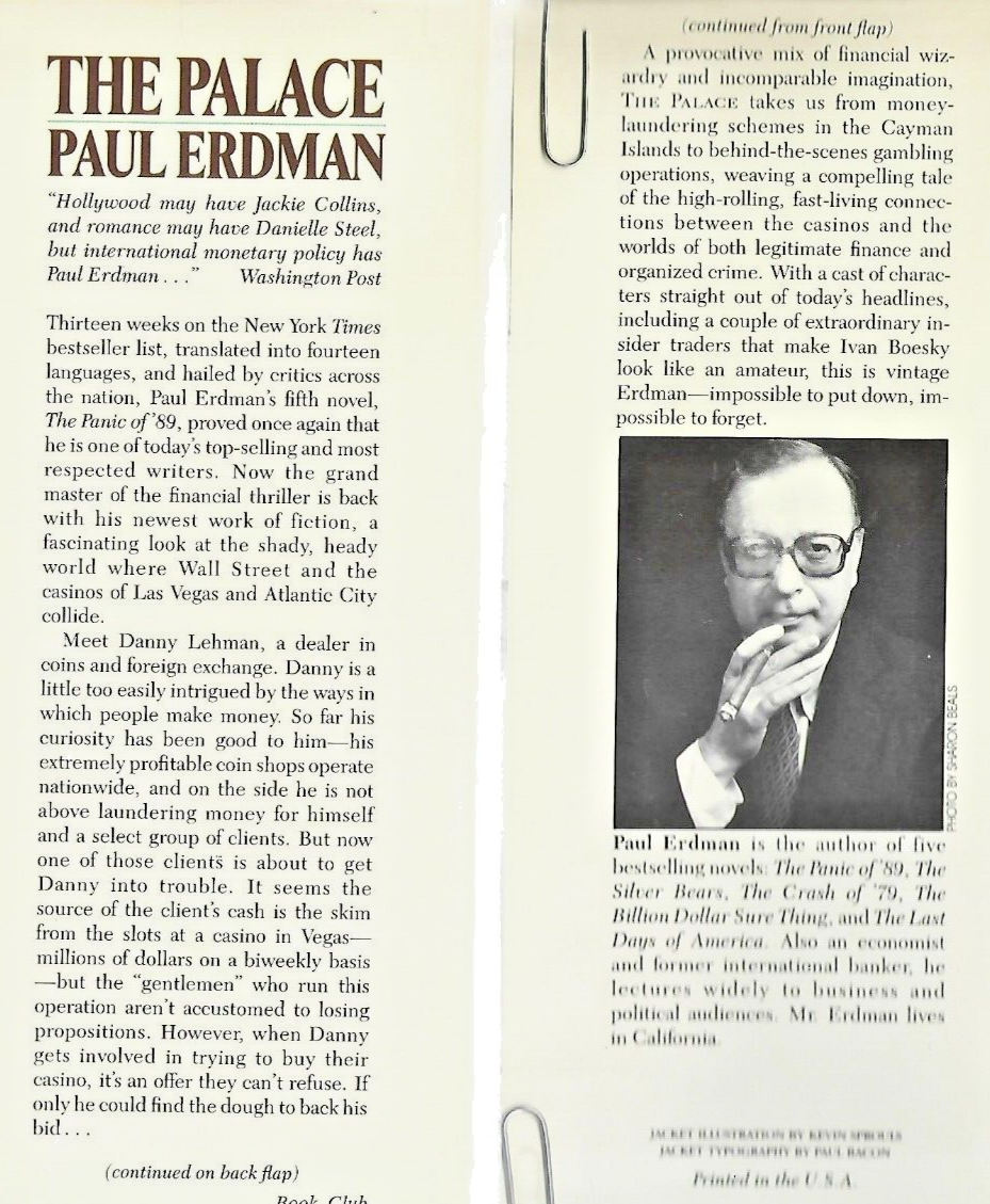 The Palace 1987 HC by Paul Erdman 1st Edition "Good"                        B-28