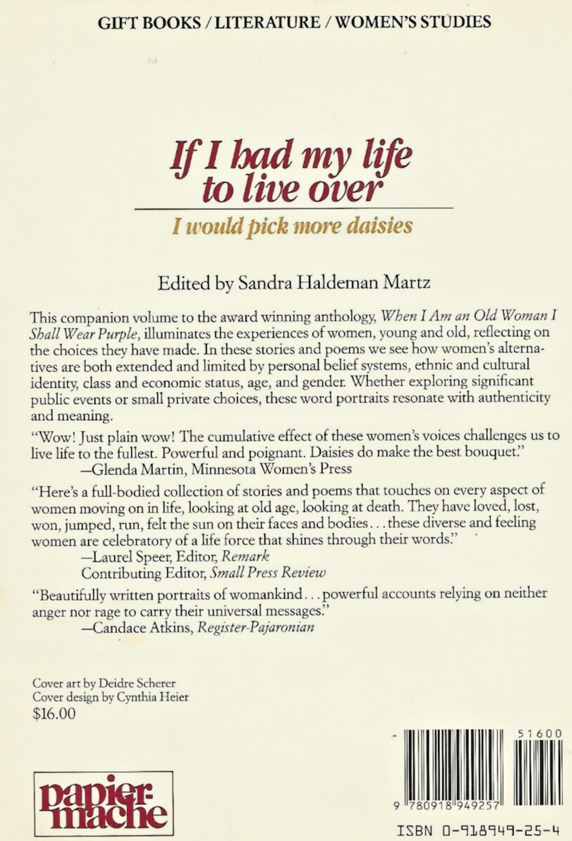 If I had my Life to Live Over 1992 HC by Sandra Martz "VG"                  B-28