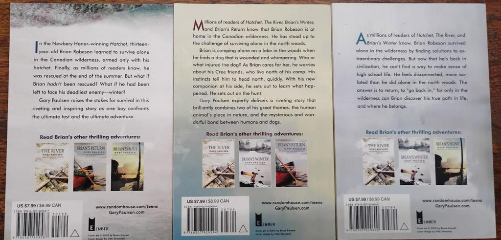 Gary Paulsen 1996 Set of 3  paperback b33