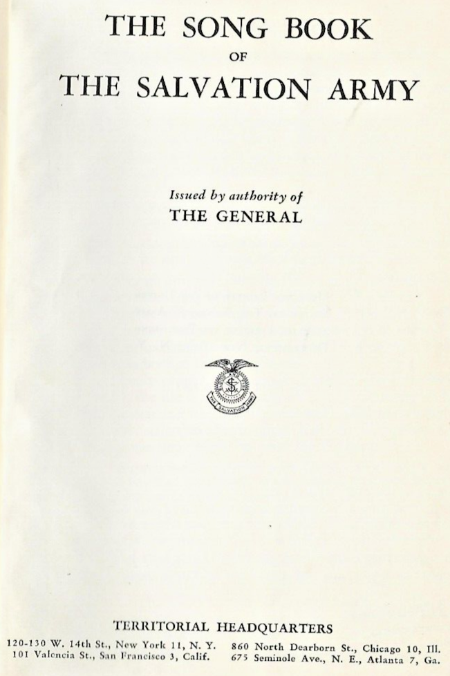 The Song Book of The Salvation Army 1961 HC "VG"                            B-28
