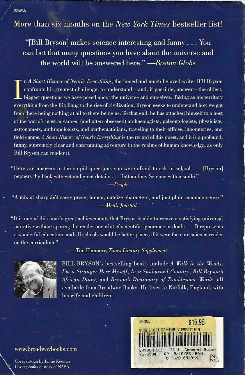 A Short History of Nearly Everything by Bill Bryson 2003 P/B VG B-17