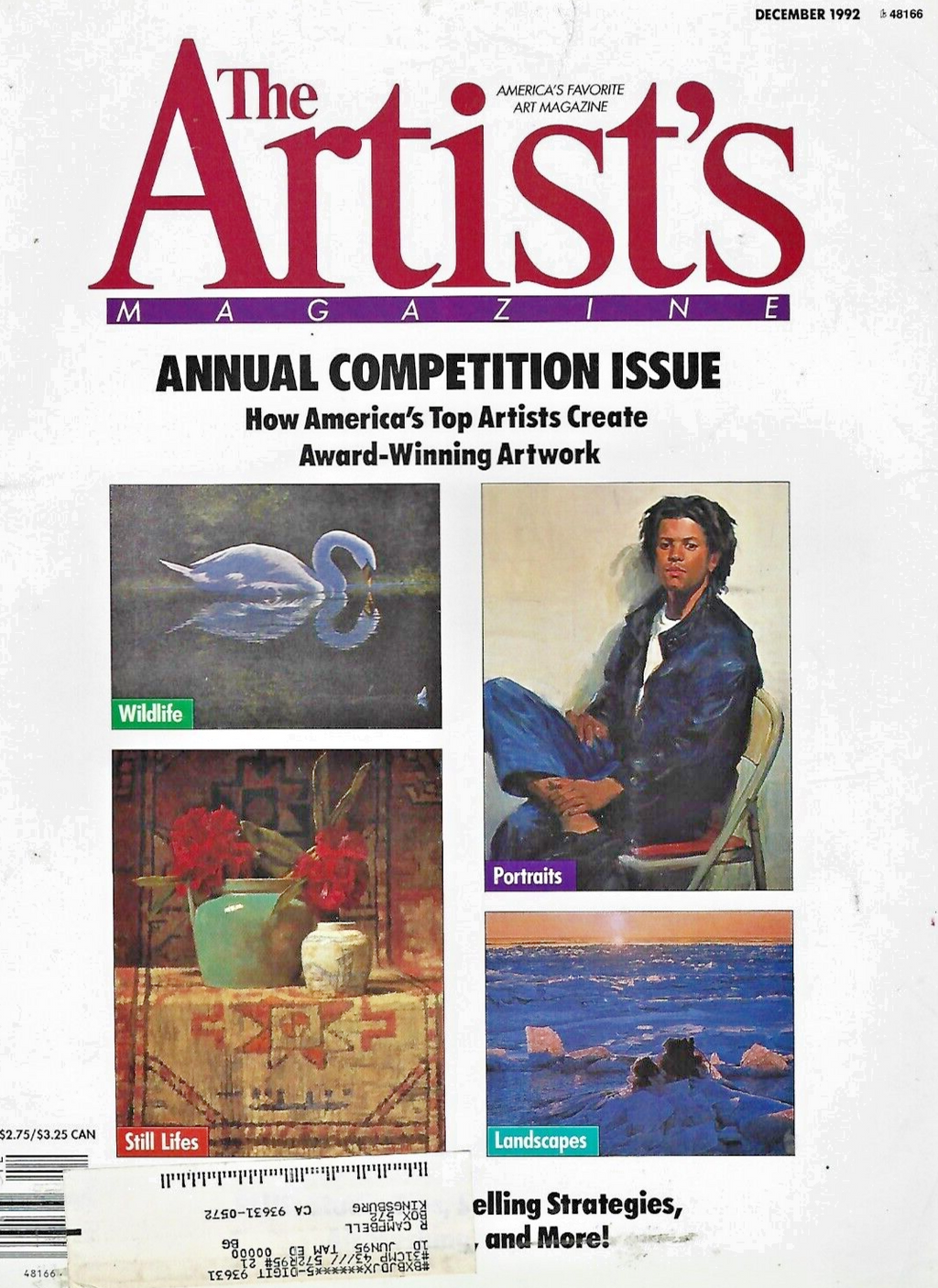 THE ARTIST'S MAGAZINE 1992 ( 12 ISSUES  JAN  THRU  DEC ) VG  B20