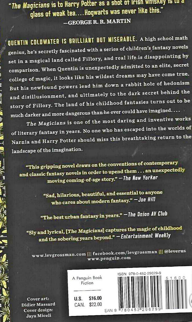Magicians Trilogy Ser.: The Magicians Bk. 1 : A Novel by Lev Grossman        B-2