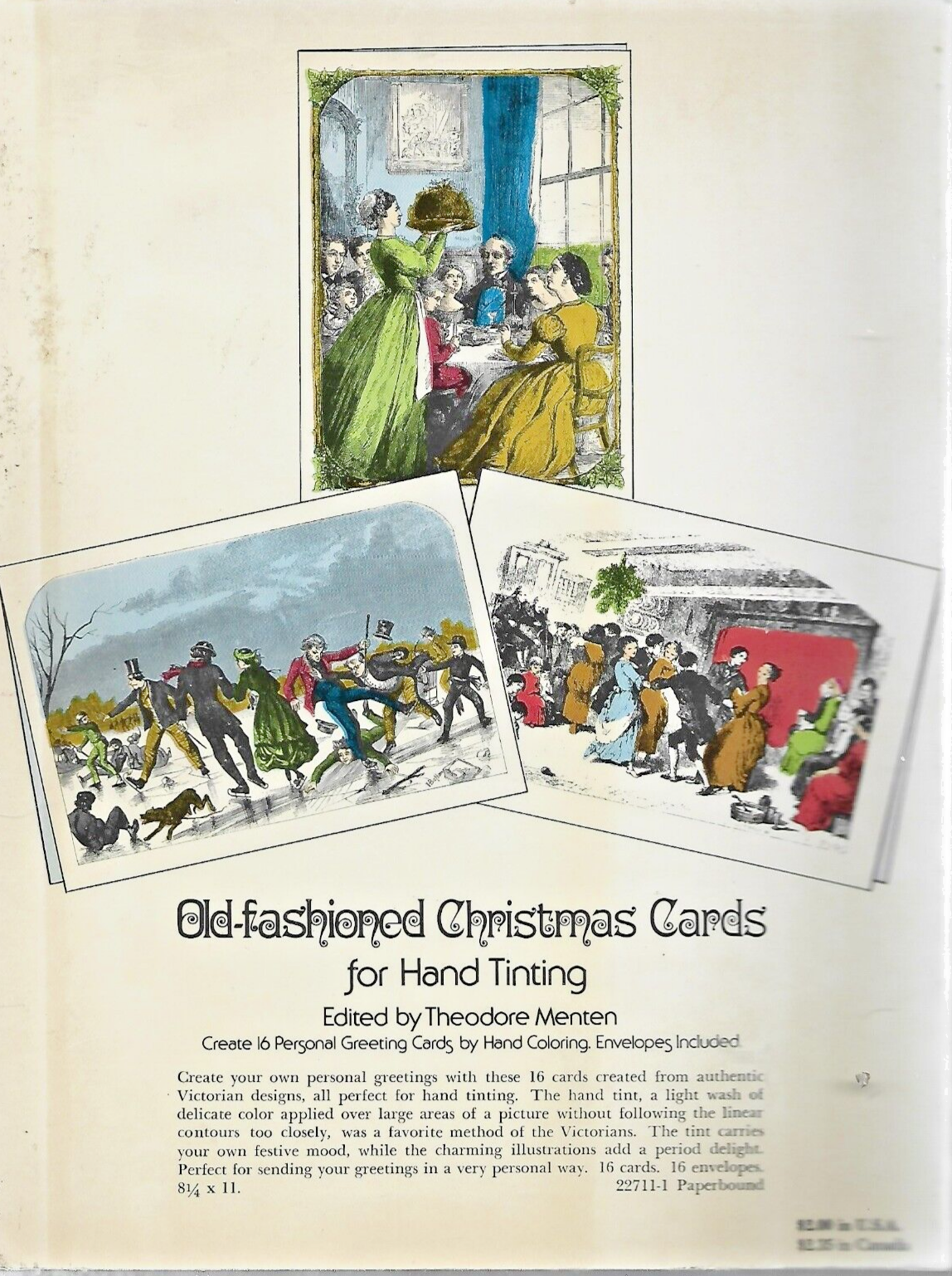 Vintage 1970's Dover Coloring Book Old-Fashioned Christmas Cards "VG"       B-29