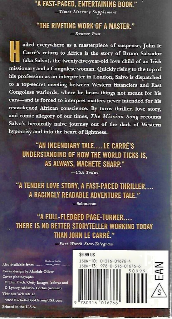 The Mission Song by John Le Carre  HC                  B-2