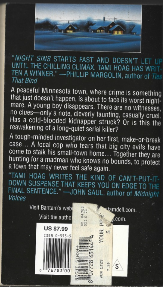 Night Sins by Tami Hoag / 1995  Paperback Thriller   B31