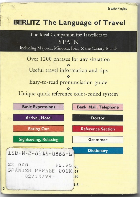 Phrase Book: Spanish Phrase Book by Berlitz Editors (1986, Trade Paperback,...