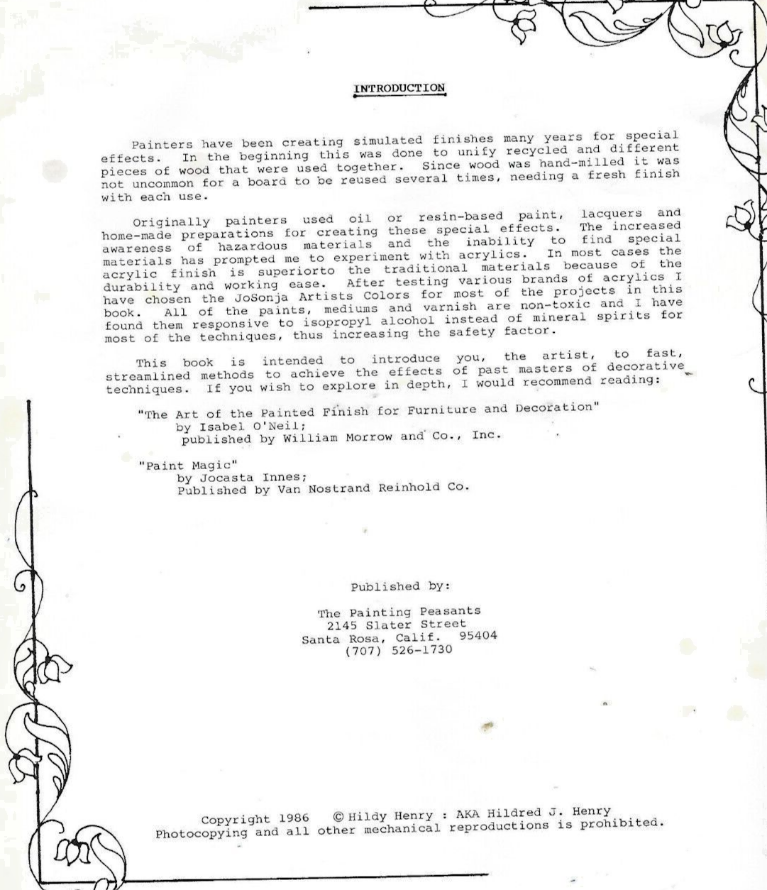 FAUX FINISHES by Hildy Henry 1986 Trade Paperback"Very Good"                B-18