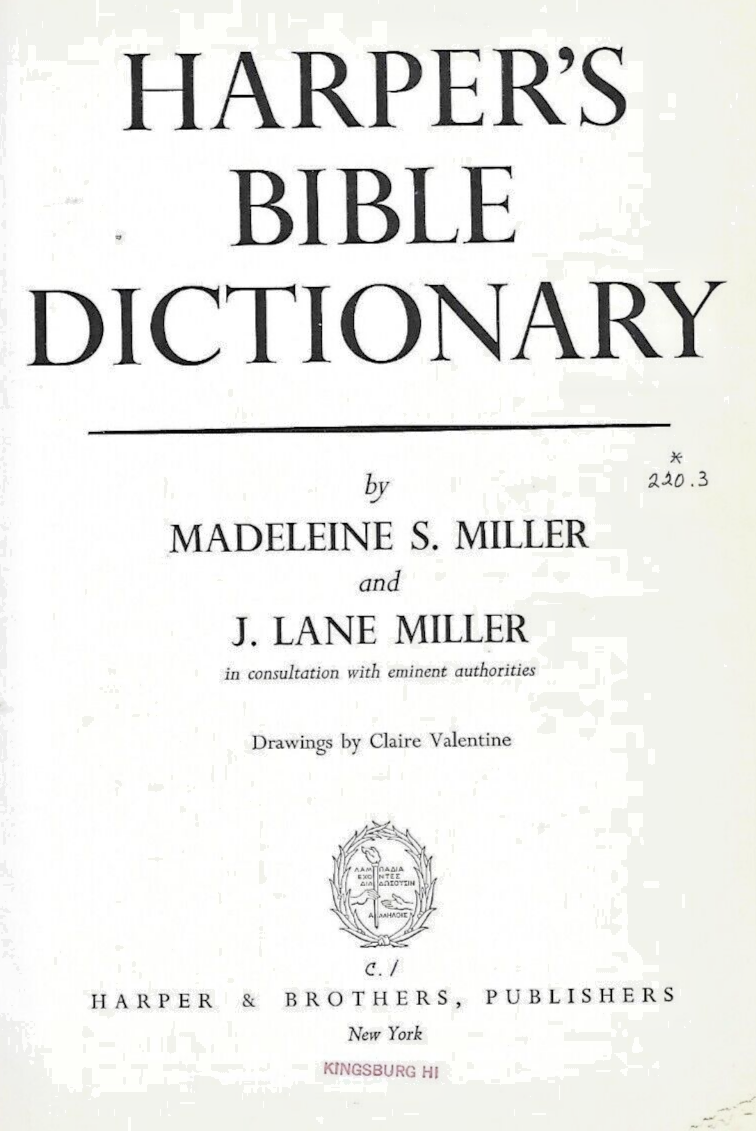 VTG 1961 Harper's Bible Dictionary  Madeleine & J. Lane Miller HC           B-24