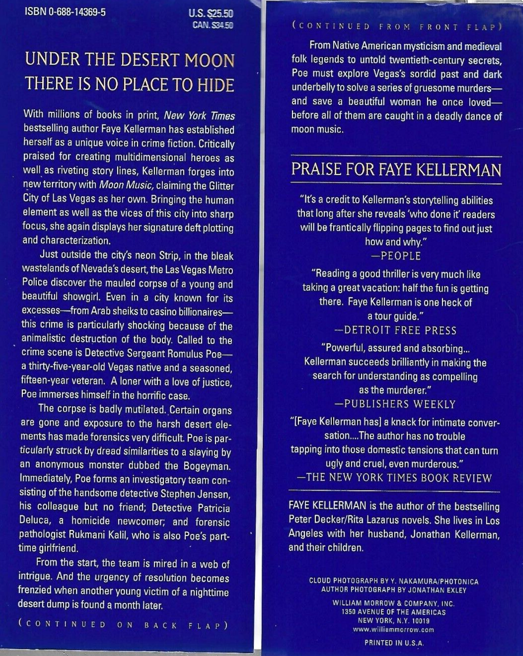 Moon Music : A Novel by Faye Kellerman (1998, Hardcover)        "VG"        B-28