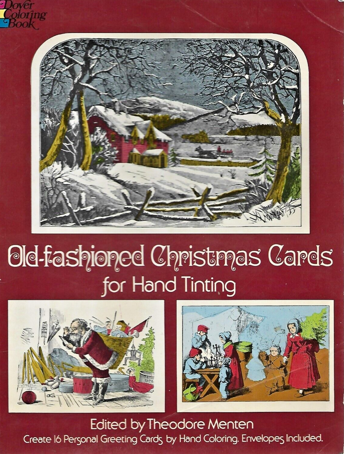 Vintage 1970's Dover Coloring Book Old-Fashioned Christmas Cards "VG"       B-29