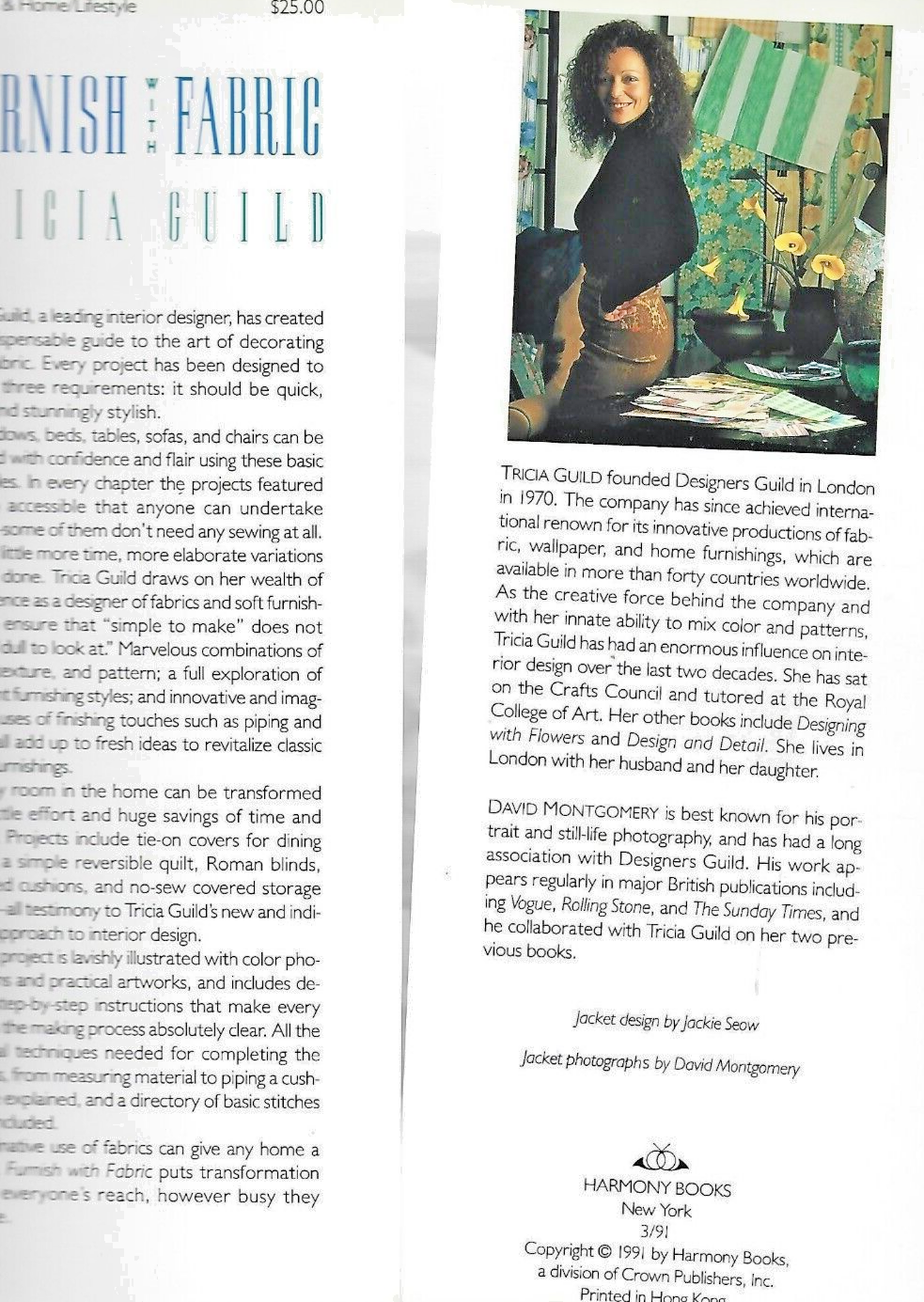 Furnish with Fabric 1991 HC by Tricia Guild 1st Edition    "VG"             B-27