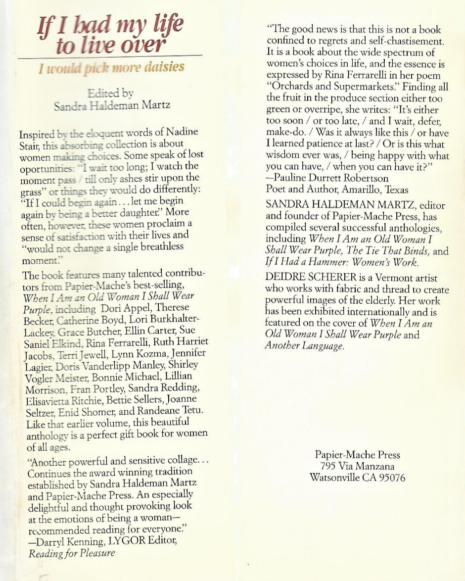 If I had my Life to Live Over 1992 HC by Sandra Martz "VG"                  B-28