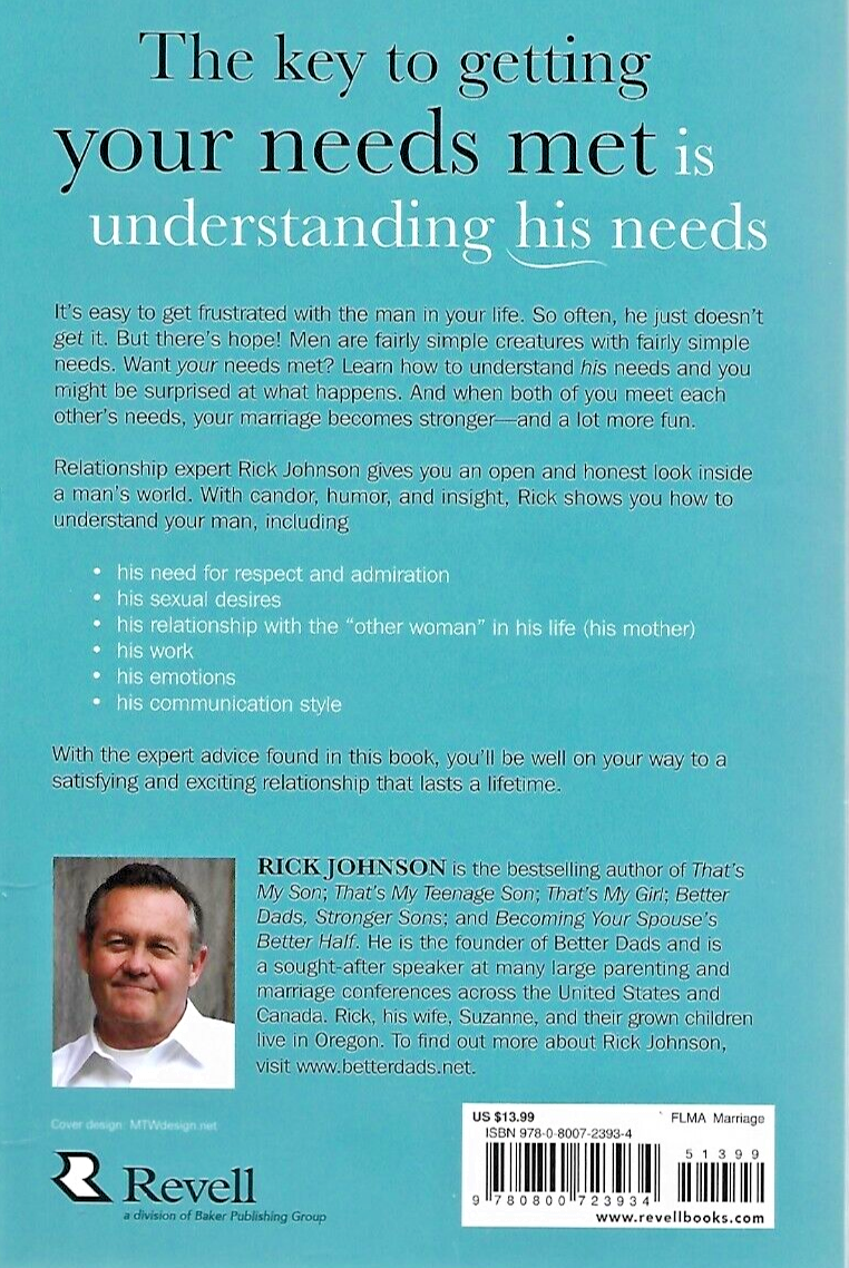 Understanding the Man You Love by Rick Johnson 2012 P/B VG              B-17