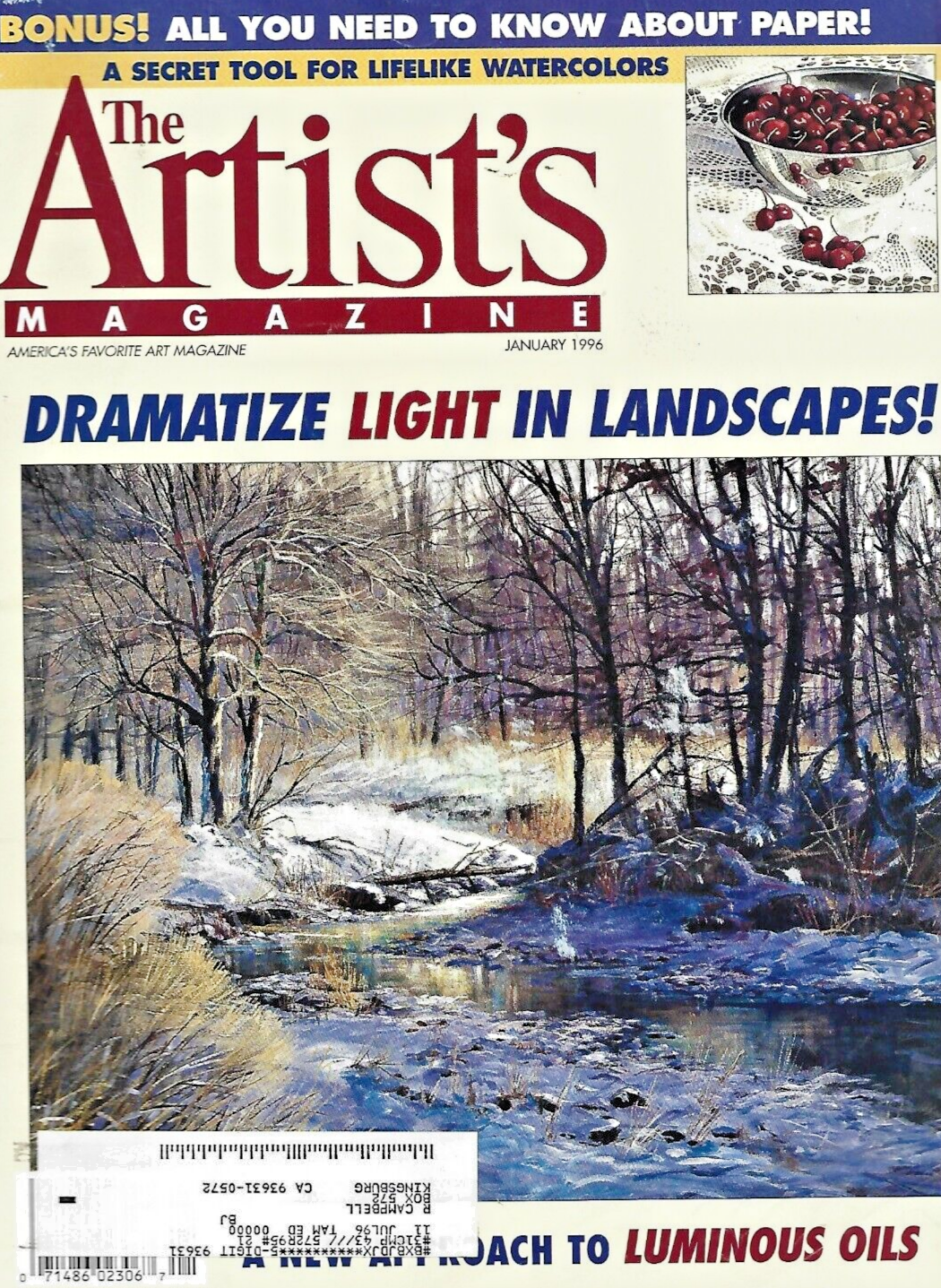 8 ARTIST'S MAGAZINES 1996 " JAN-APR-MAY-AUG-SEPT-OCT-NOV-DEC"                B13