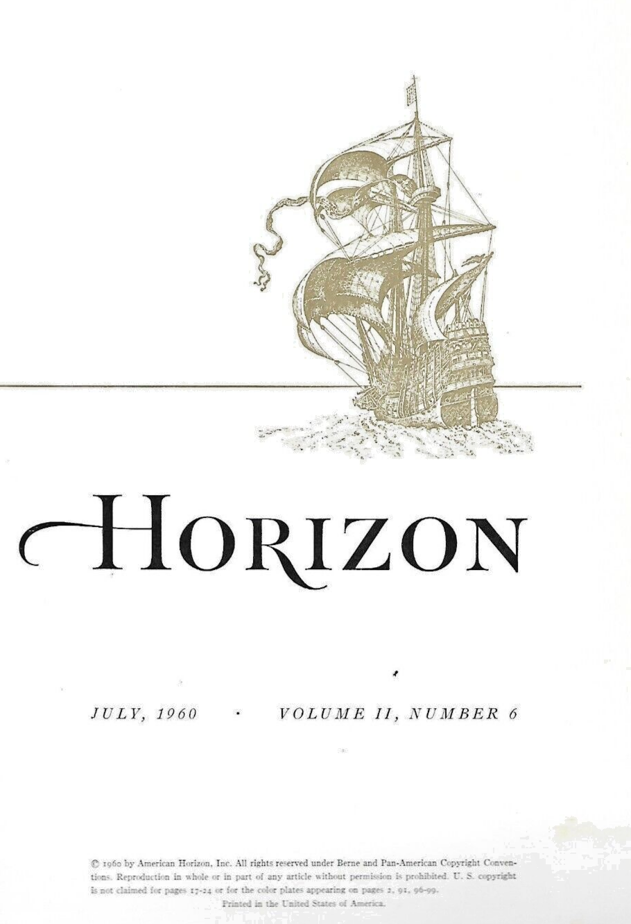 3- HORIZON HARDCVER MAGAZZINES Jan/JulY/Nov 1960  VG to Like New  B-23