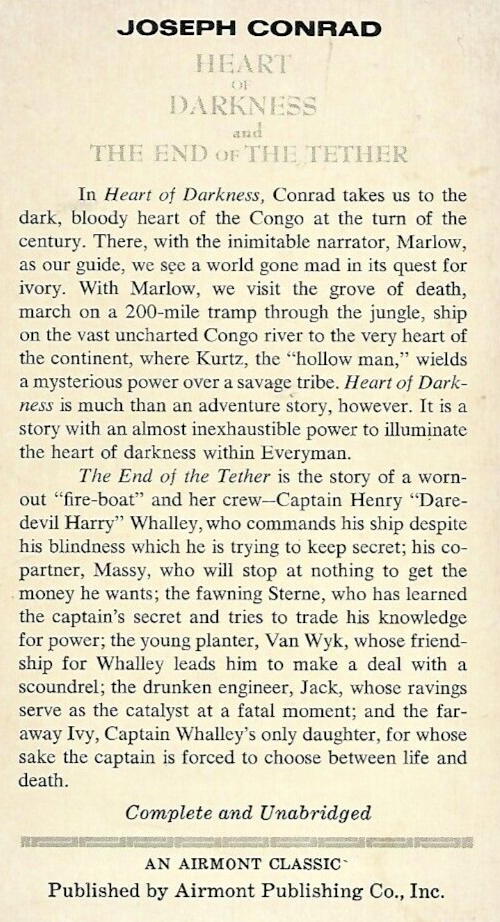 Heart of Darkness 1966 Airmont Classic by Joseph Conrad"Good"               B-26