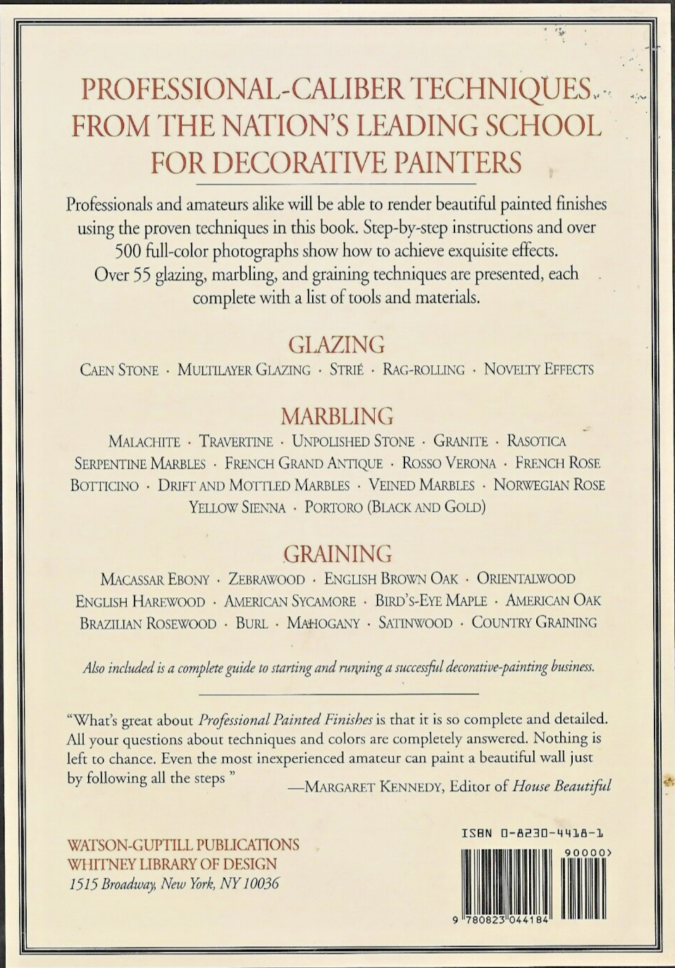 Professional Painted Finishes 1991 HC 1st Printing by Ina Marx "VG"           B6