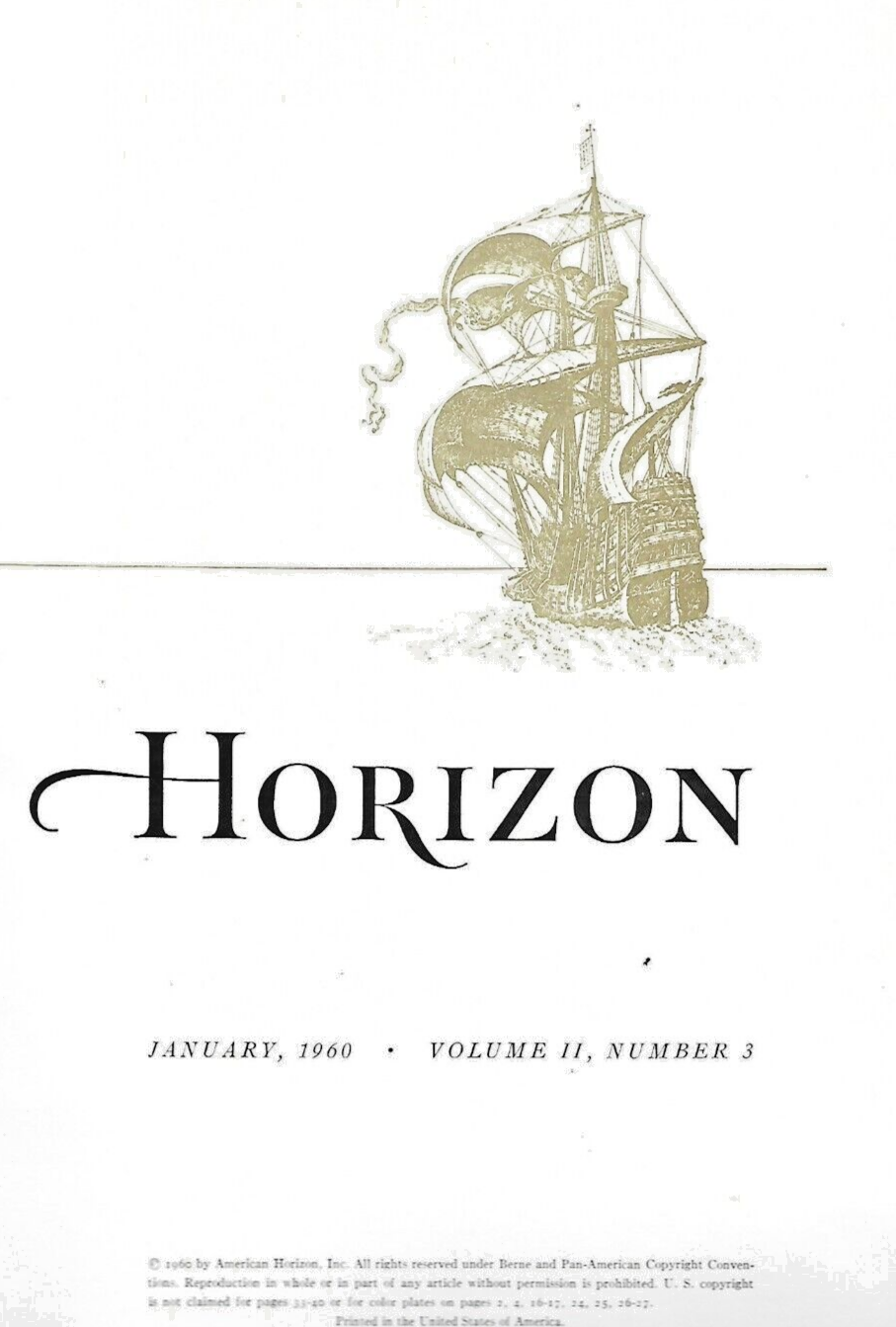 3- HORIZON HARDCVER MAGAZZINES Jan/JulY/Nov 1960  VG to Like New  B-23