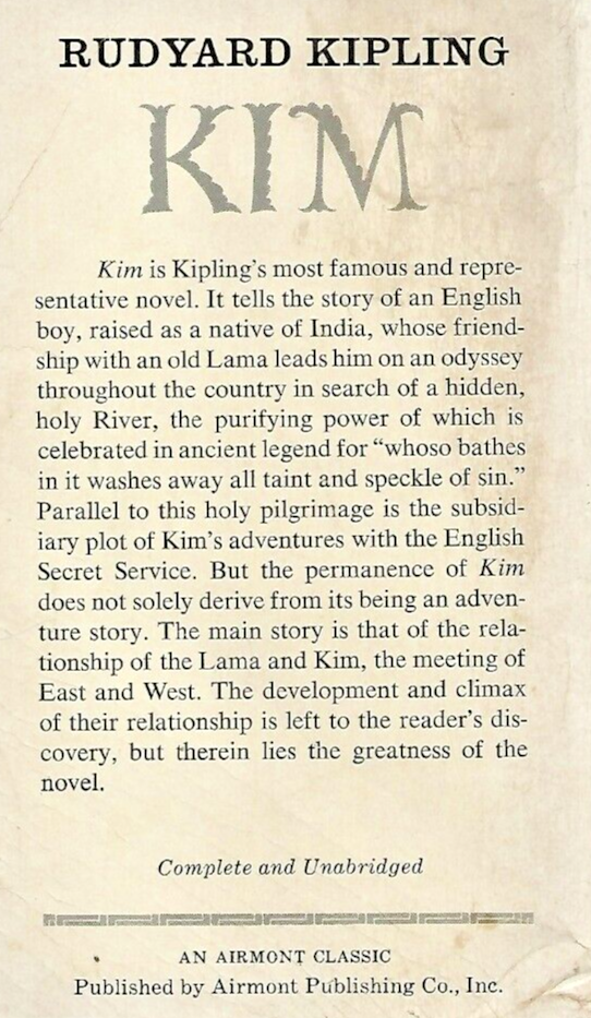 Kim A 1965 Airmont Classic Paperback by Rudyard Kipling VG B-17