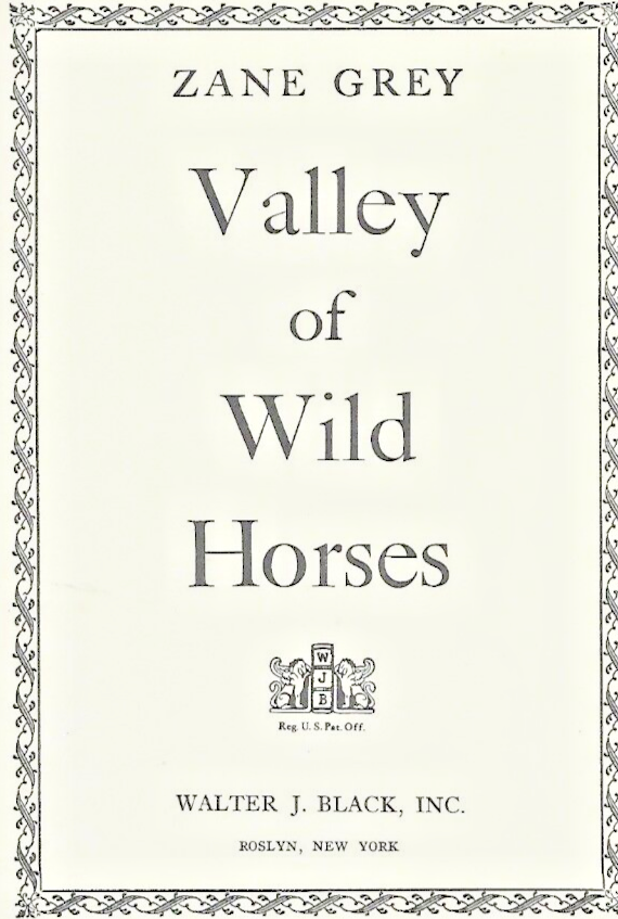 VALLEY OF WILD HORSES by Zane Grey 1927 H/C                                 B-11