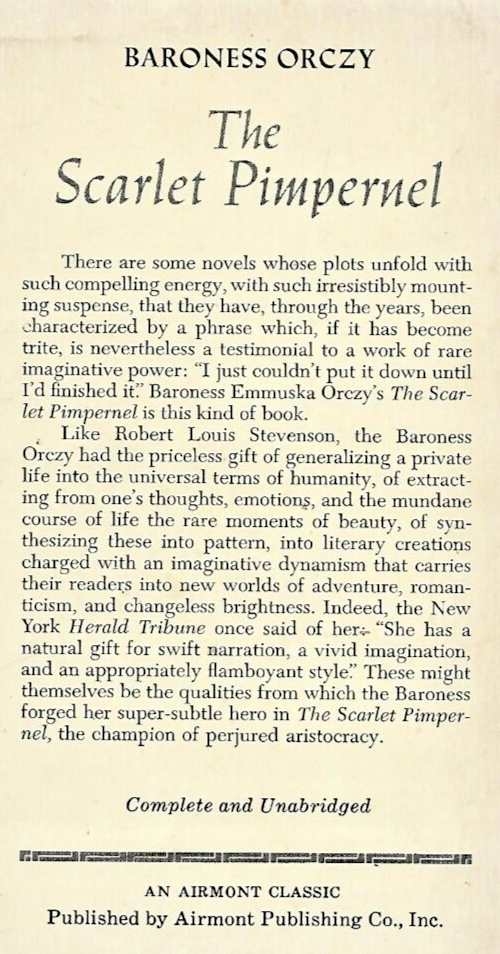 The Scarlet Pimpernel A 1963 Airmont Classic by Baaroness Orczy             B-26