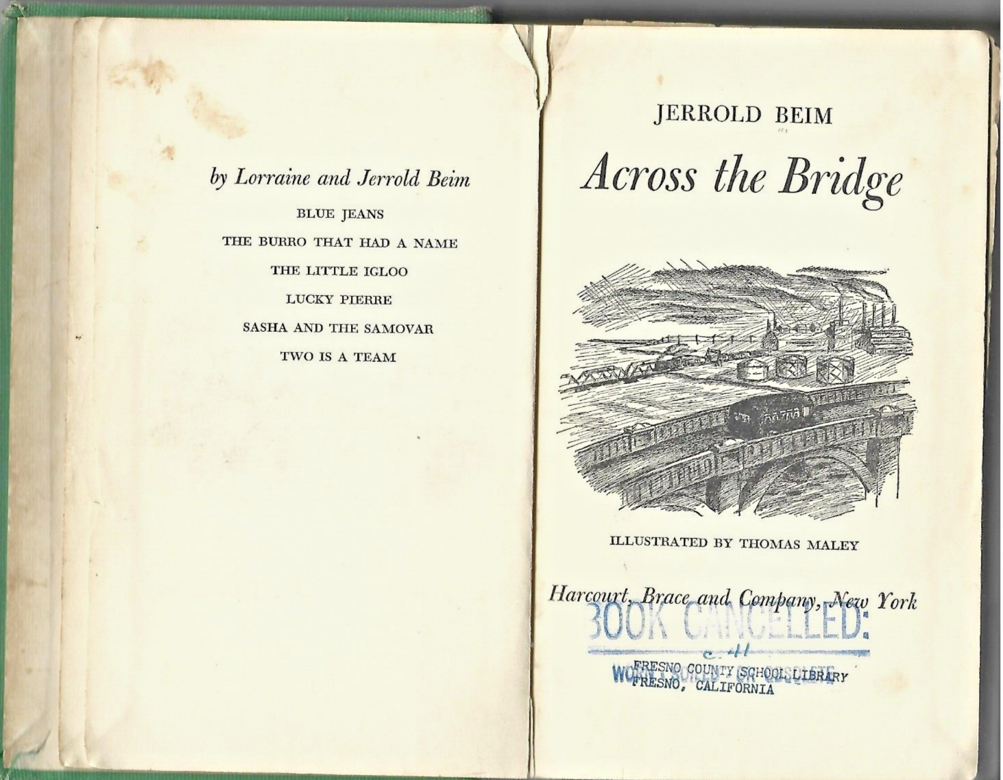 ACROSS THE BRIDGE    1ST ED      BY LORRANE BEIM, 1951 H/C                 B-9