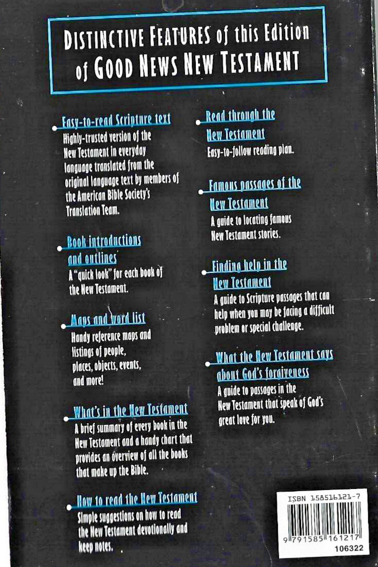 GOOD NEWS NEW TESTAMENT 1992 P/B                                             B-4