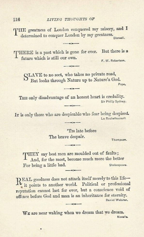 LIVING THOUGHTS OF LEADING THINKERS by S.P LINN, 1880,              B-11