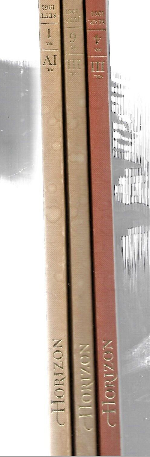 3- Horizon  Magazines of the Arts" HC  Marck/July/Sept of 1961 VG  B23