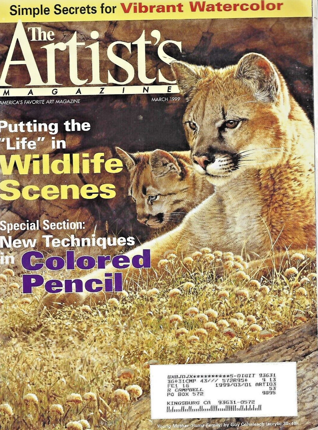 THE ARTIST'S MAGAZINE " DEC 1987-AUG 1988-JULY 1989-MARCH 1999- JULY 1991 "  B13