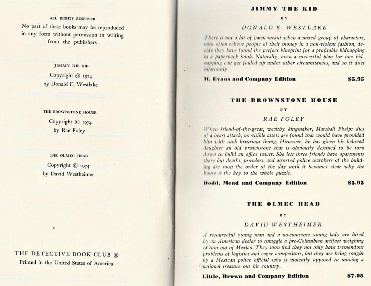 Detective Book Club H/C Book 1974 w/3stories by Walter J Black              B-10