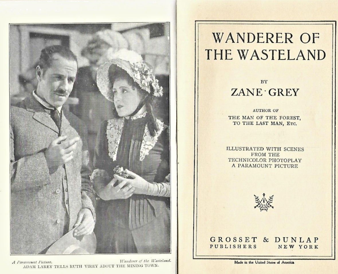 1923 WANDERER OF THE WASTELAND Zane Grey Grosset & Dunlap Hardcover.         B-6