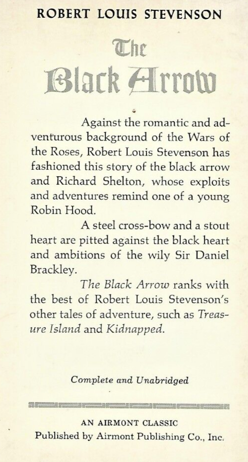 The Black Arrow A 1963 Airmont Classic by Robert L Steveson VG B-16