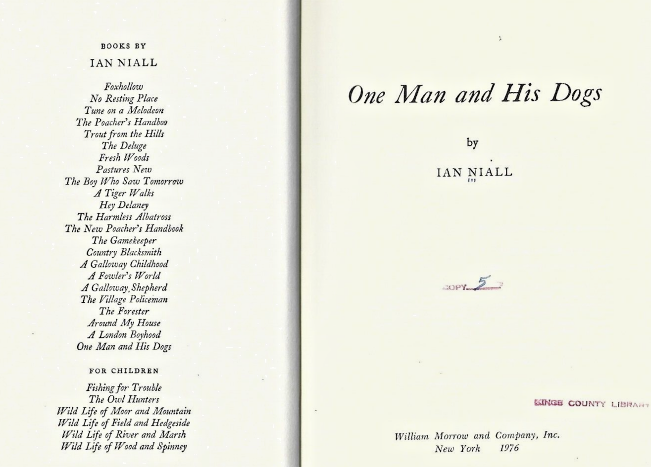 One Man And His Dogs Ian Niall 1976 H/C                                      B-6