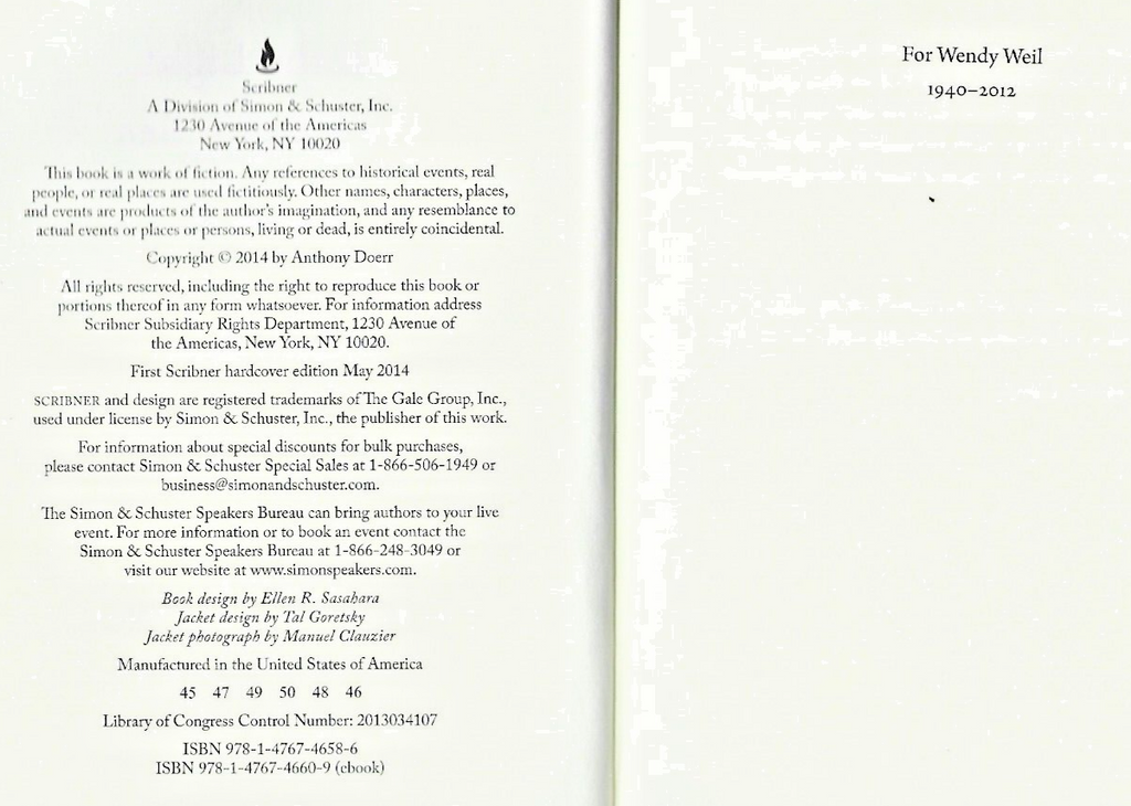 All the Light We Cannot See  by Anthony Doerr  H/C 1 st Edtion 2014          B-7