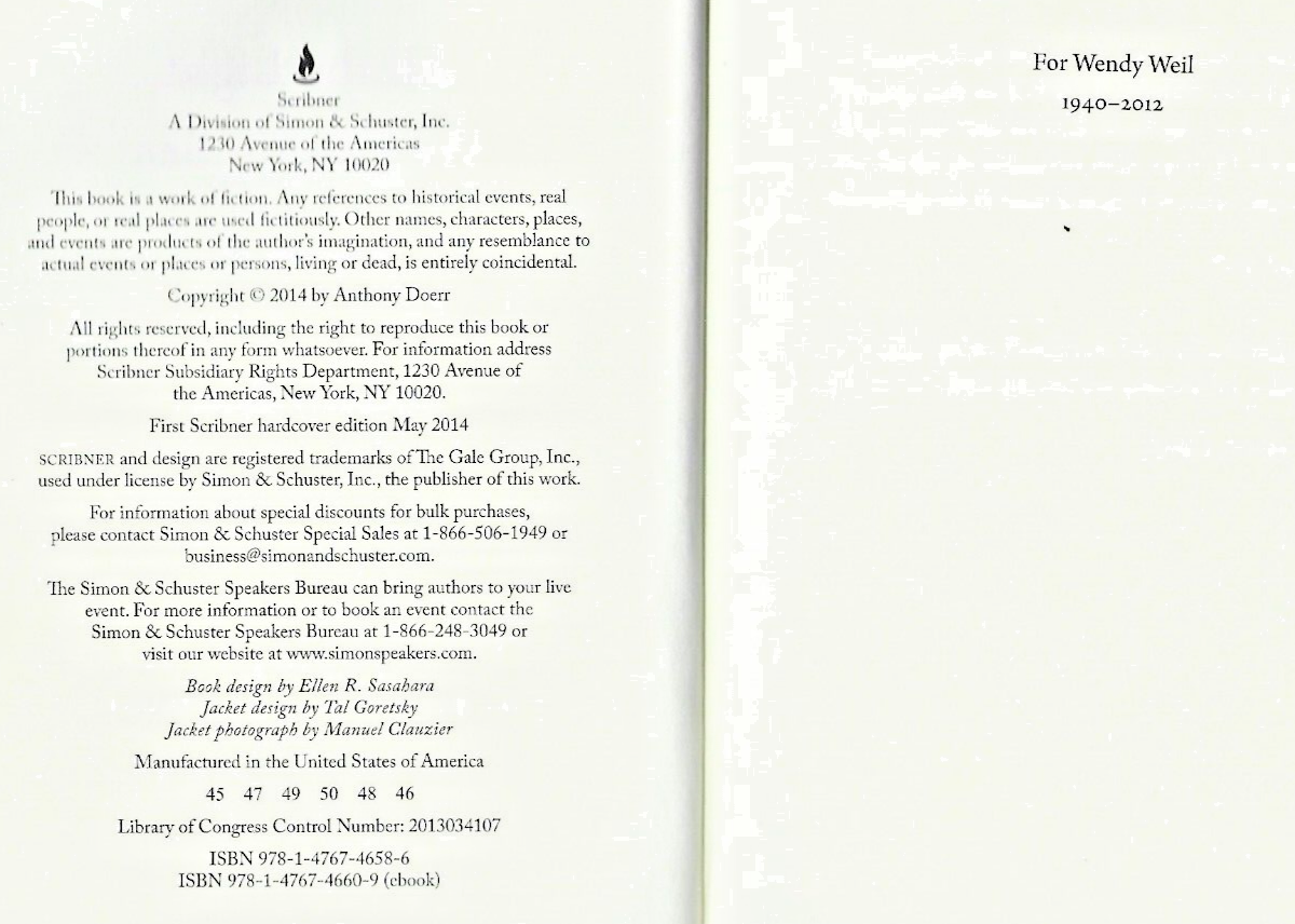 All the Light We Cannot See  by Anthony Doerr  H/C 1 st Edtion 2014          B-7