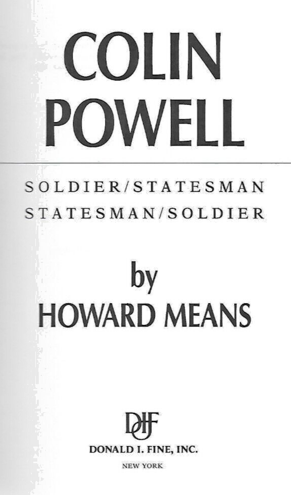 COLIN POWELL by Howard Means 1992 H/C                                       B-12