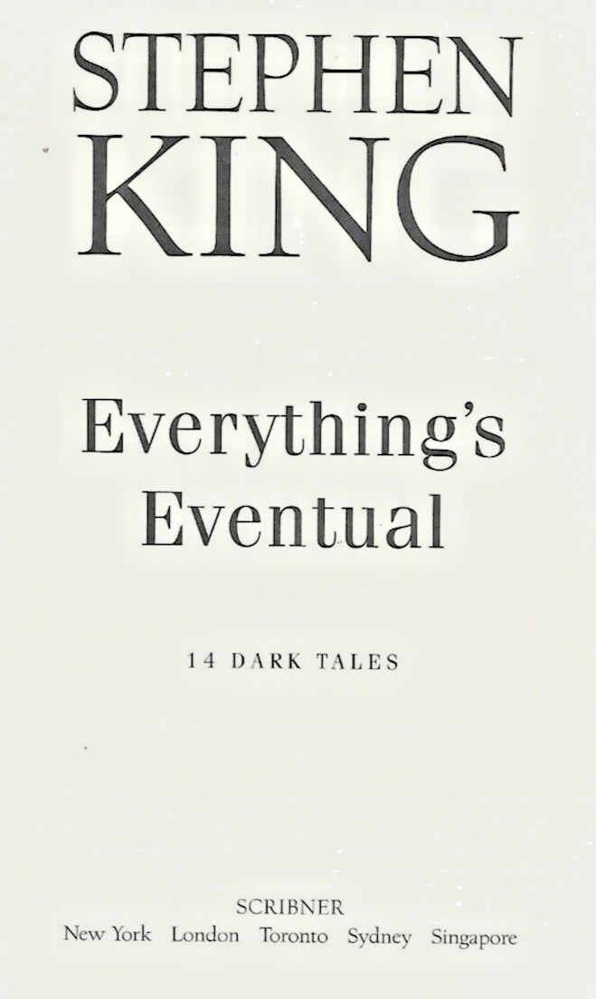Everything's Eventual by Stephen King 2002 HC "Very Good"                   B-18