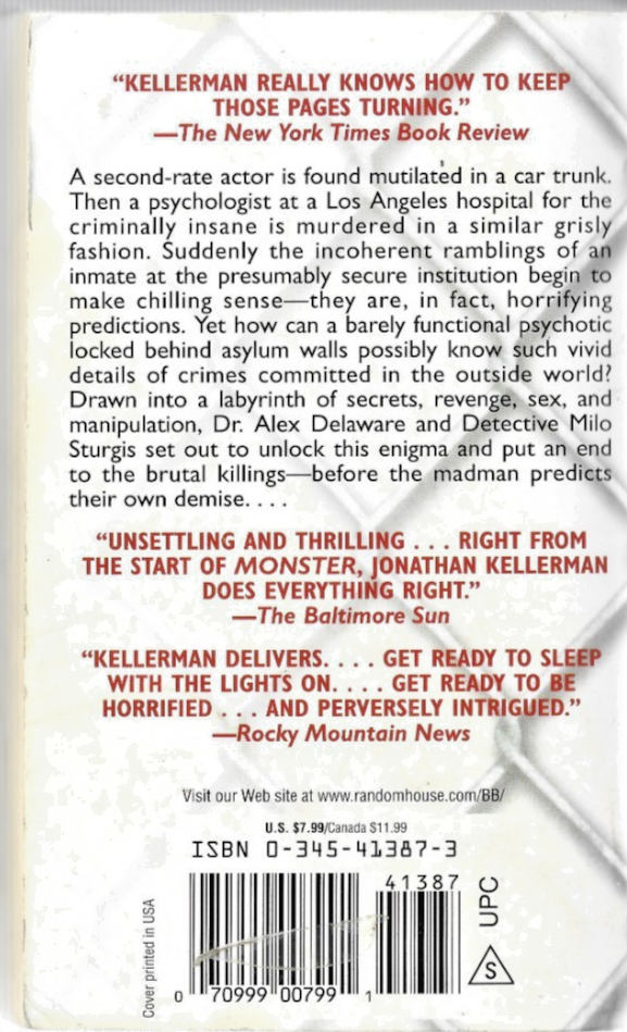 Monster: A Novel by Kellerman, Jonathan, PB, B31