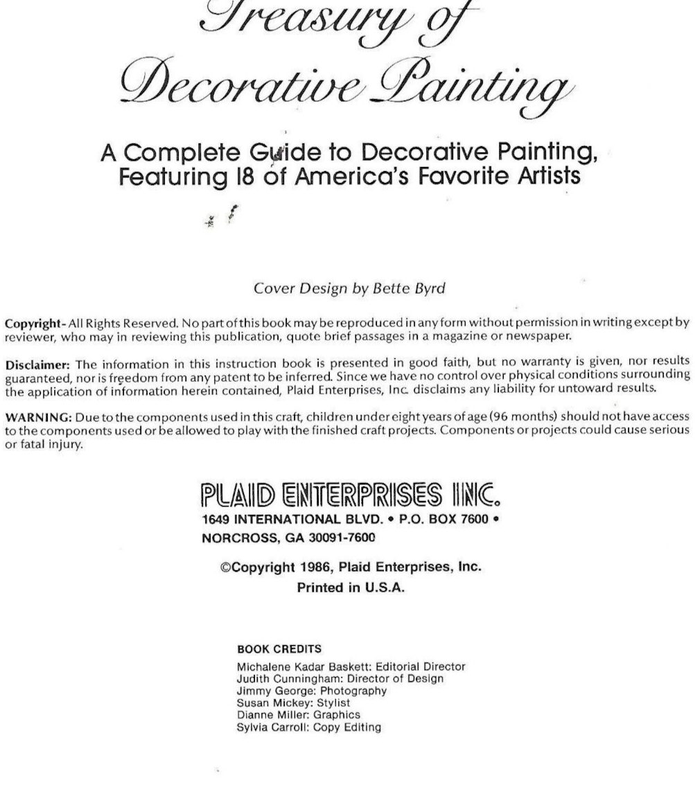 TREASURY OF DECORATIVE PAINTING BY 18 AMERICAN ARTISTS             B-1