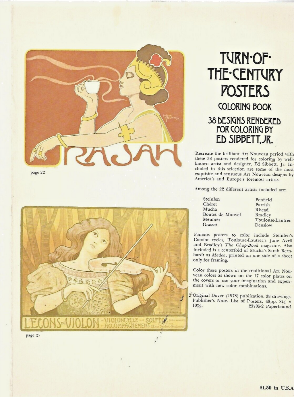 TURN-OF-THE-CENTURY POSTERS COLORING BOOK                                    B-4