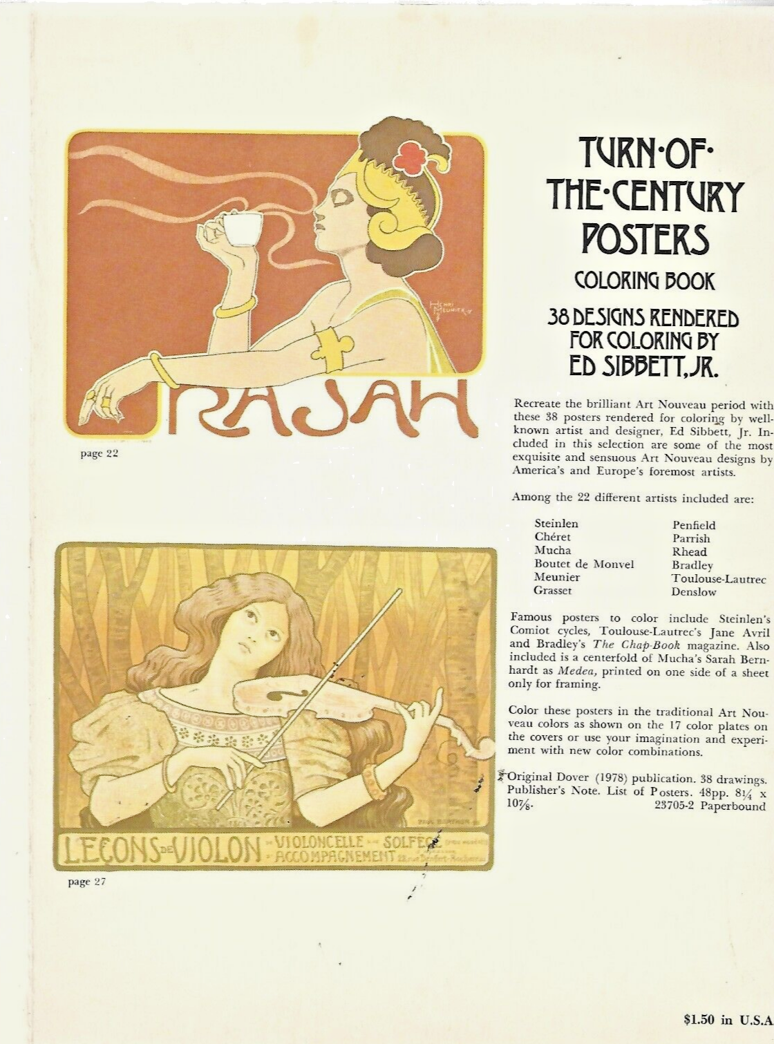 TURN-OF-THE-CENTURY POSTERS COLORING BOOK                                    B-4