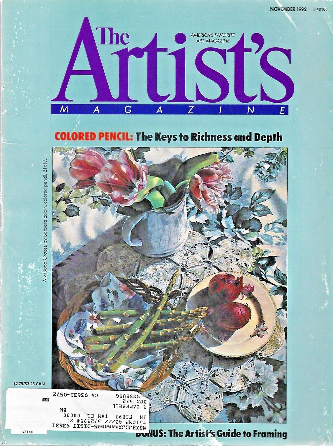 THE ARTIST'S MAGAZINE 1992 ( 12 ISSUES  JAN  THRU  DEC ) VG  B20