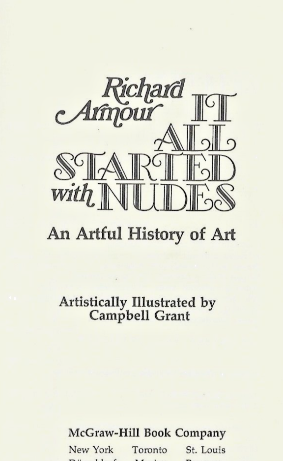 It All Started With Nudes 1977 1st Edition HC by Richard Armour "VG"        B-28