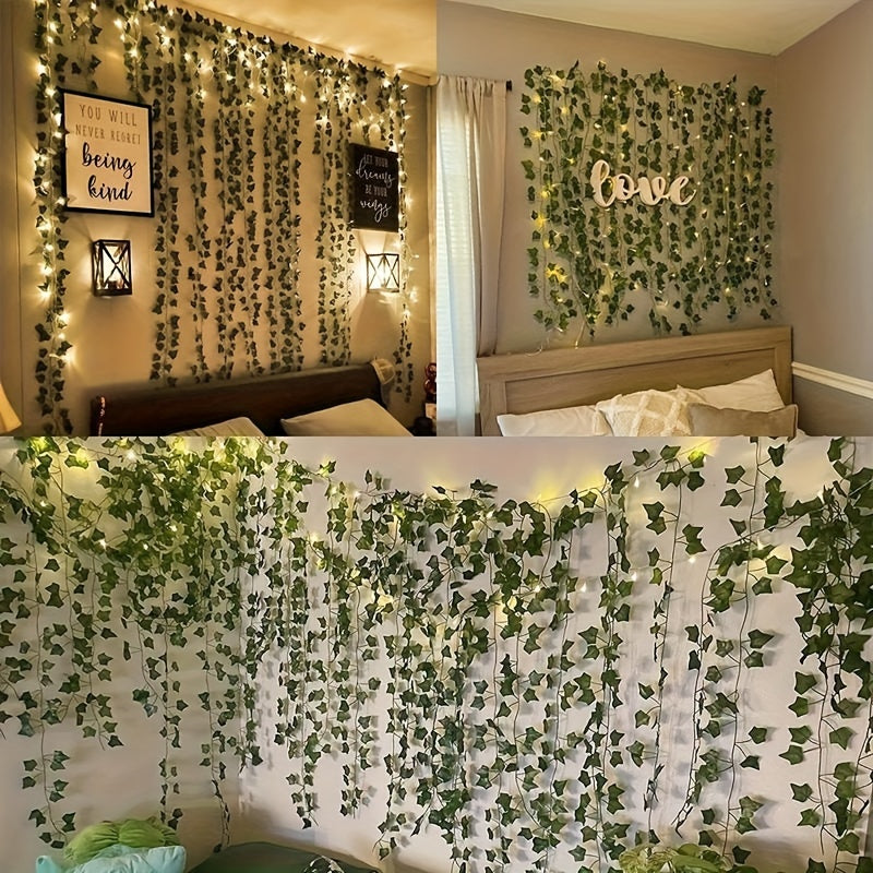 1pc Kinpho Enchanting Green Leaf & Maple LED String Lights - Battery-Powered, Warm Glow Copper Wire with Realistic Greenery for Outdoor Dining, Garden, Balcony, Weddings, and Christmas Decor Halloween decorations, Chrismas de