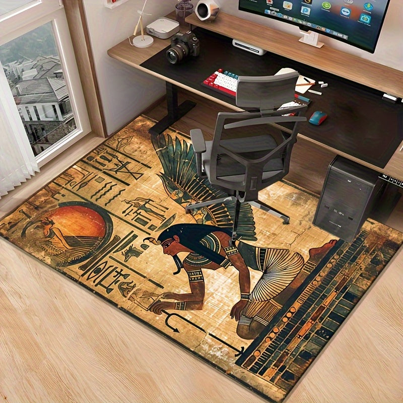 Ancient Egyptian Magic Print Area Mat - Non-Slip Polyester Mat for Living Room & Bedroom, 3D High-Density 800g/square meter, Machine Washable, Rectangular Shape, Ideal for Holidays & Home Decor, Holiday Home Decor | Egyptian