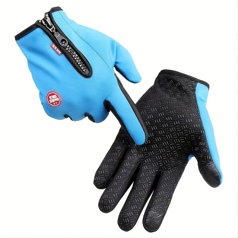 Thermal Gloves, Thermal Gloves For Men And Women With Touch Screen Function, Silicone Non-Slip For Palm, Sports Thermal Gloves For Autumn Winter, Windshield Rainproof Thermal Gloves