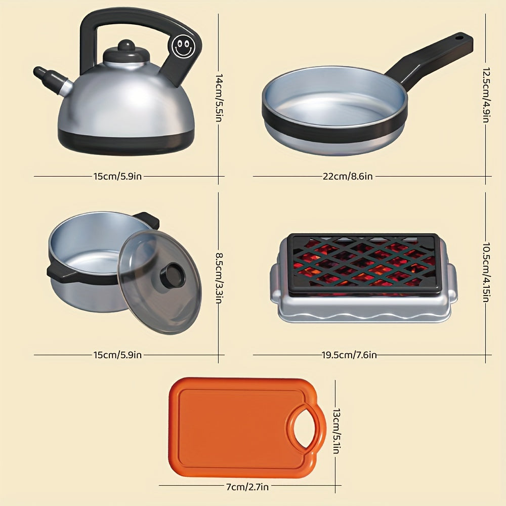 Play Kitchen Accessories, Kitchen Set For Kids With Play Pots And Pans, BBQ Camping Kitchen Playset, Pretend Kids Kitchen Accessories Toy Gifts For Girls Boys, Grill Playset Toys For Boys Girls