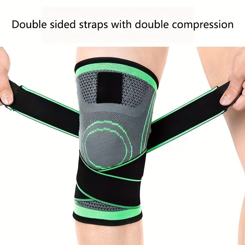 1pc Men's Sports Compression Knee Protector - Knee Support & Protection for Fitness, Running, Gym, and Outdoor Activities - Breathable, Short, Nylon Strap Design